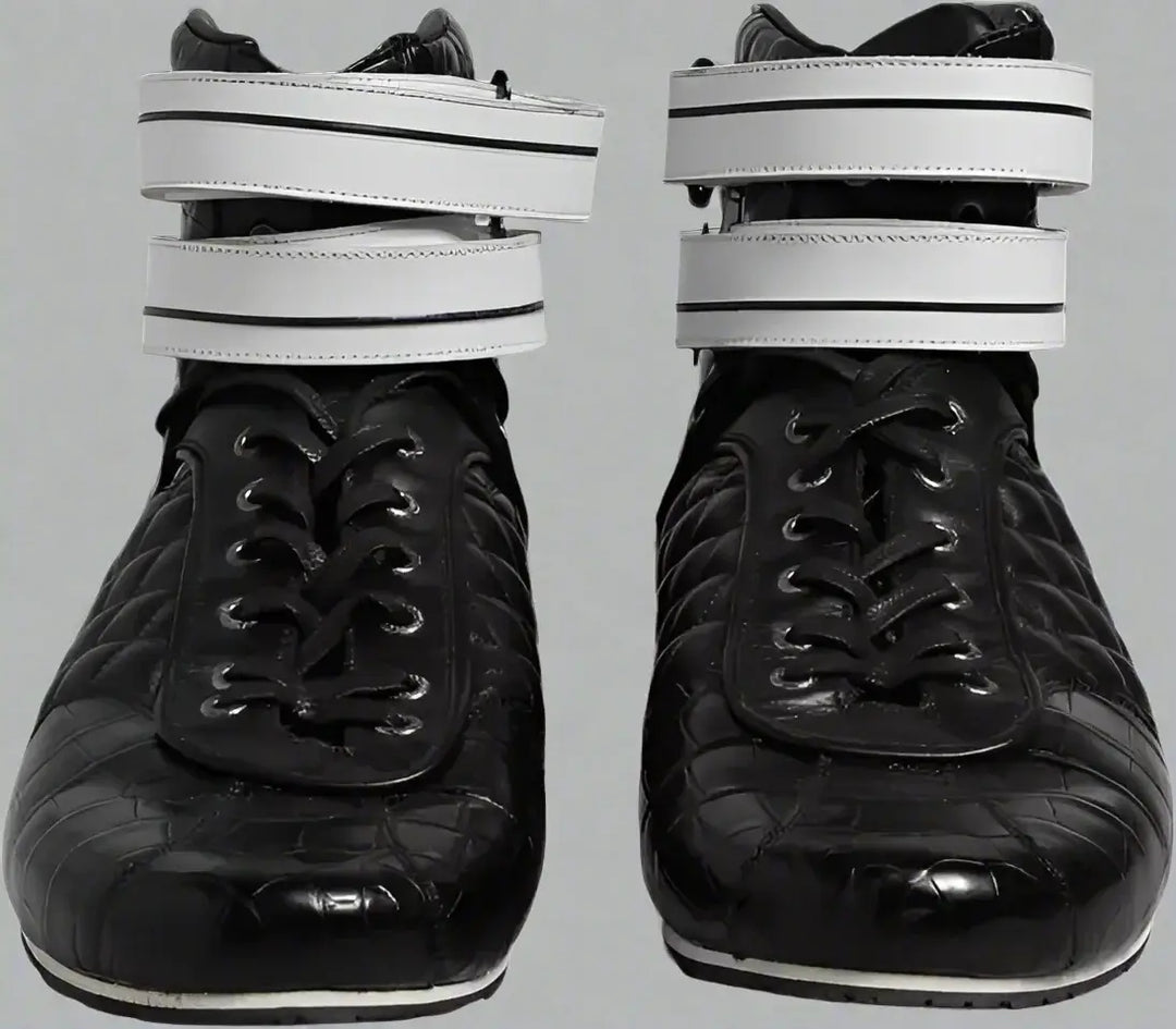 Dolce & Gabbana Black men's Quilted Leather Lace Up Sneakers Shoes