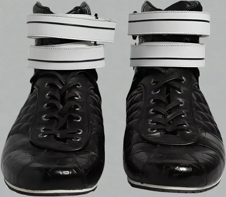 Dolce & Gabbana Black men's Quilted Leather Lace Up Sneakers Shoes