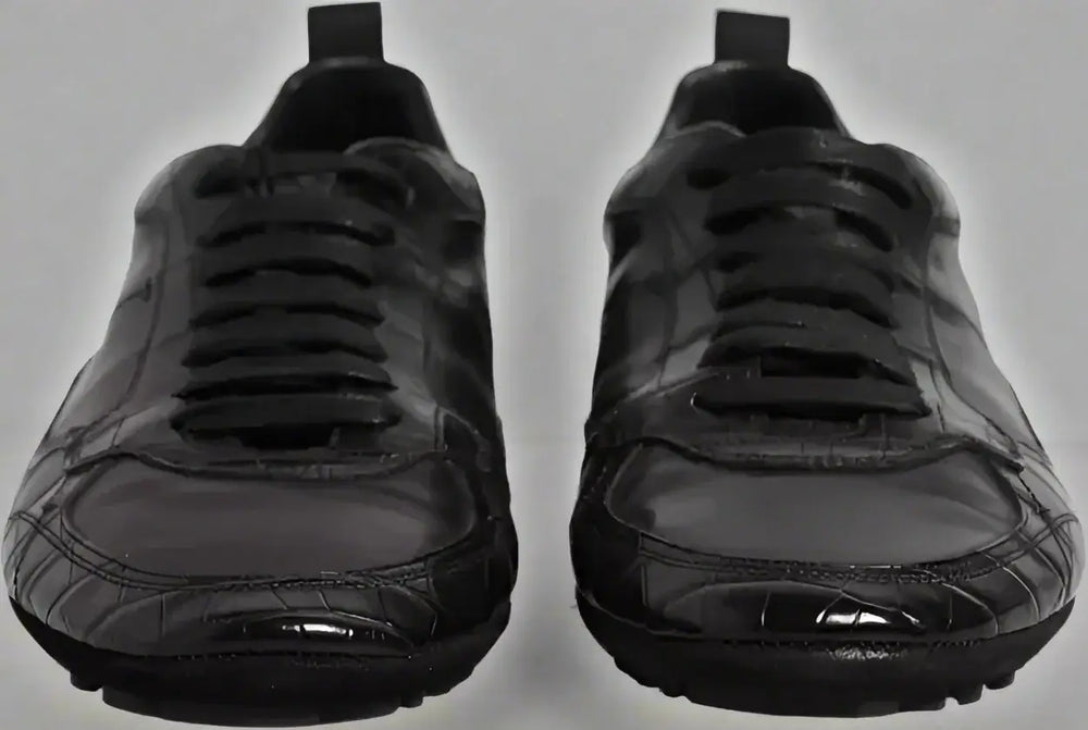 Dolce & Gabbana men's Black Exotic Leather Low Top Sneakers Shoes
