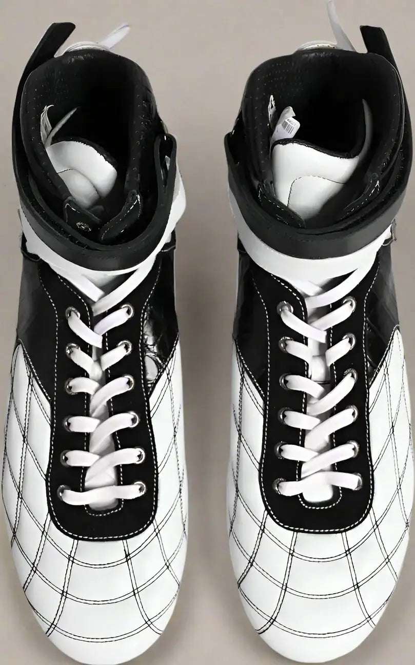 Dolce & Gabbana Black White Leather High Top Sneakers Shoes