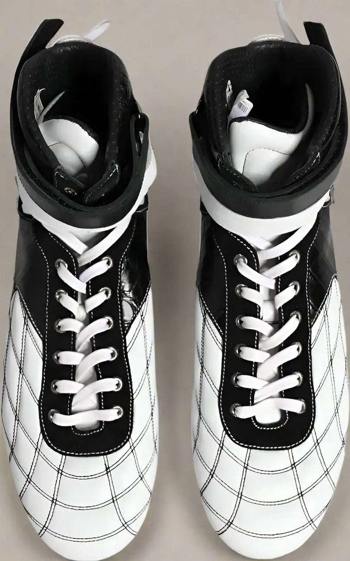 Dolce & Gabbana Black White Leather High Top Sneakers Shoes