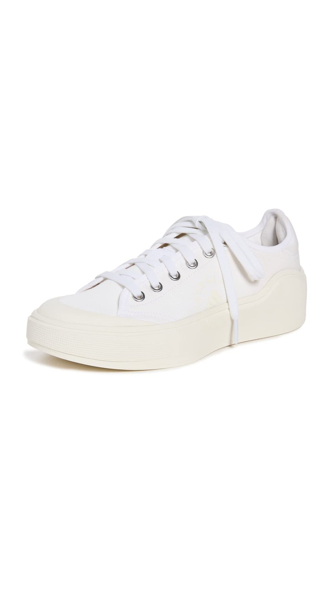 adidas by Stella McCartney Womens Court Sneakers White/White/Off White 7.5 Medium US
