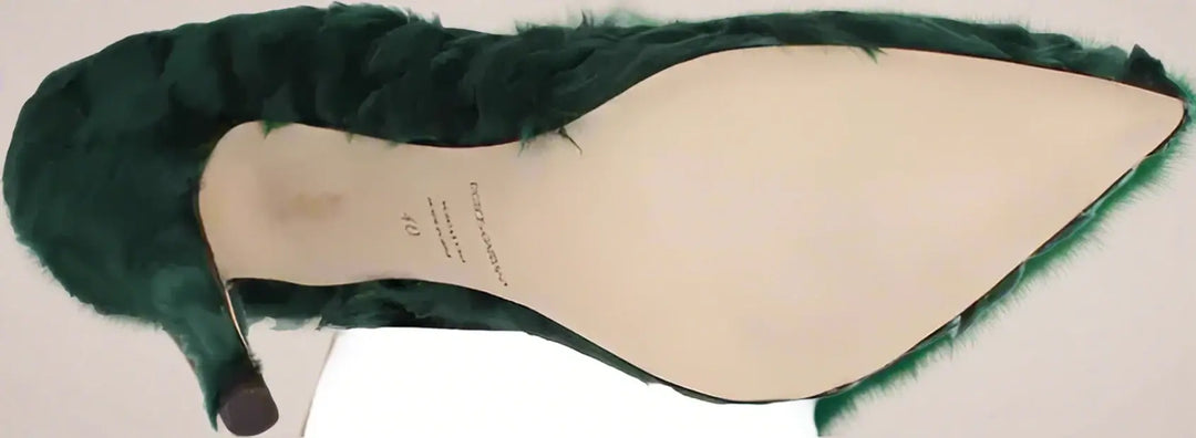 Dolce & Gabbana Green Xiangao Lamb Fur Leather Pumps
