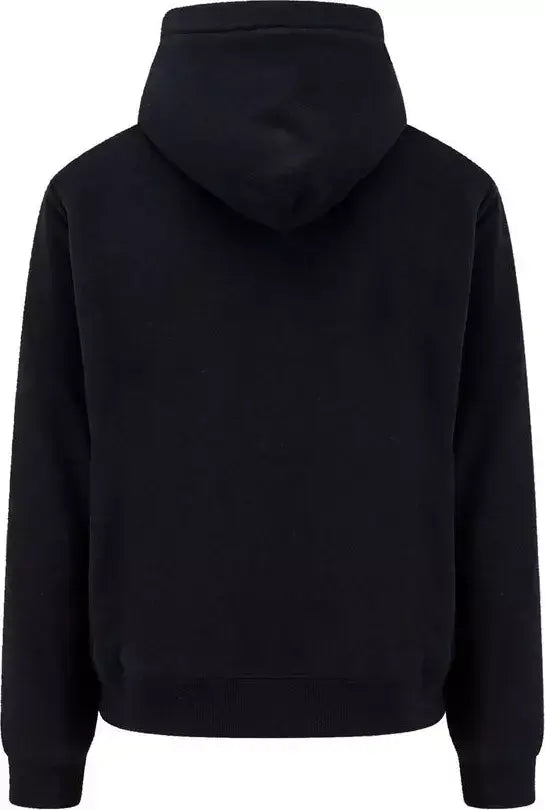 Black hoodie shown from the back on a white background