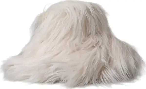 White fur hat on a white background