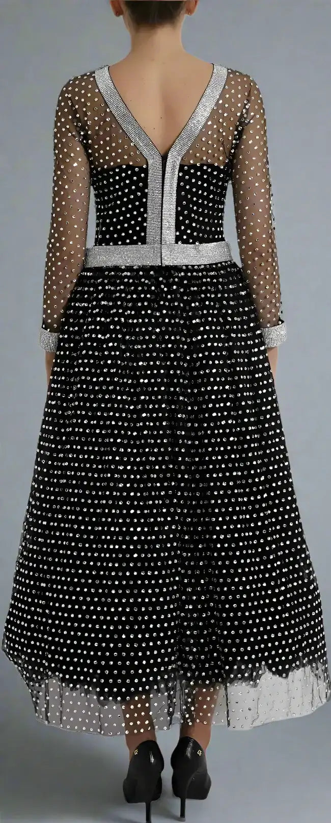 Dolce & Gabbana Black Crystal Embellished A-line Gown Dress