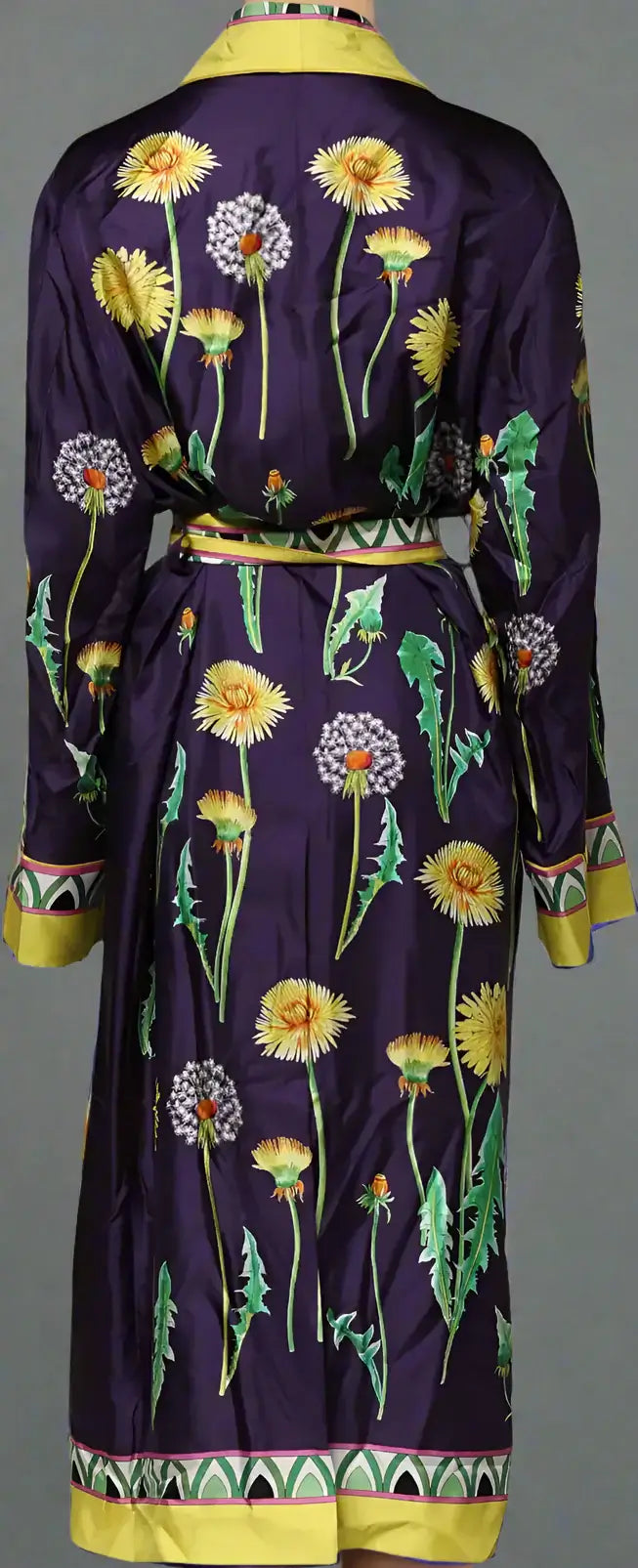 DOLCE & GABBANA women's Blue Floral Print Silk Long Sleeves Wrap Robe