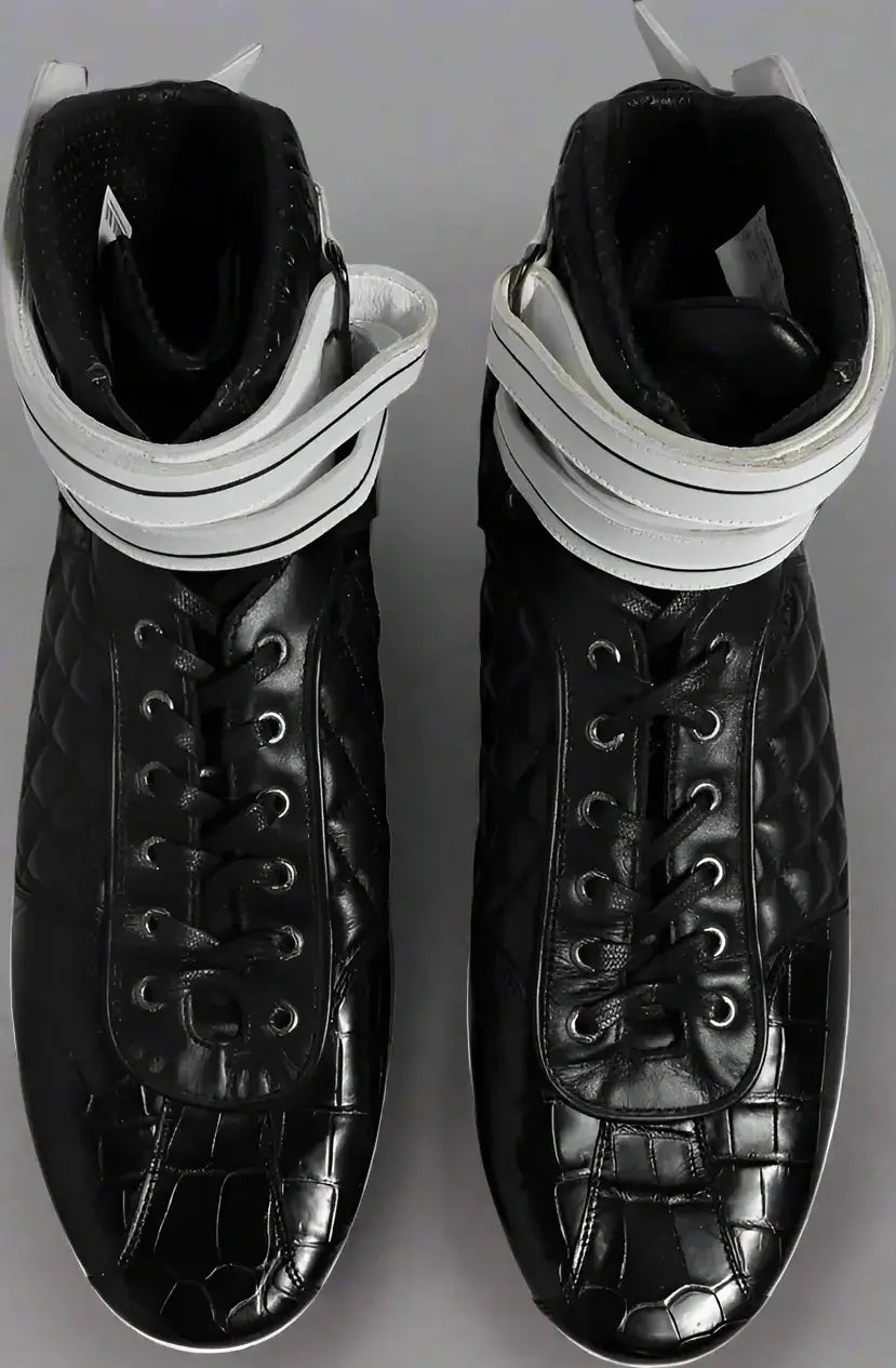 Dolce & Gabbana Black men's Quilted Leather Lace Up Sneakers Shoes