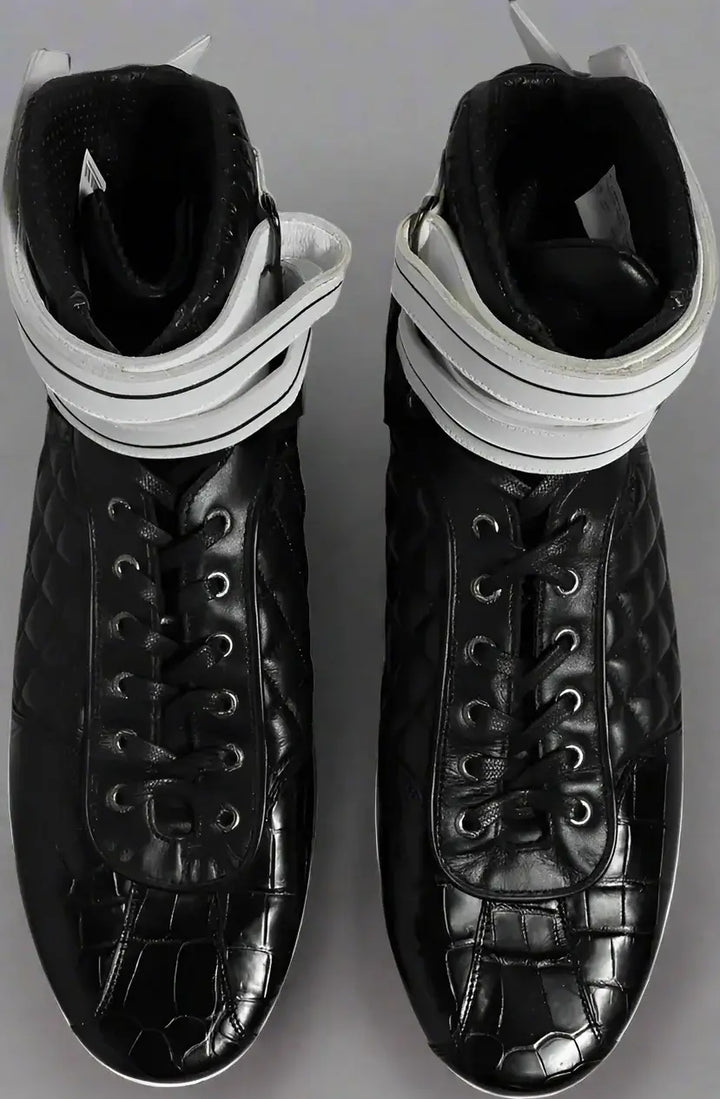 Dolce & Gabbana Black men's Quilted Leather Lace Up Sneakers Shoes