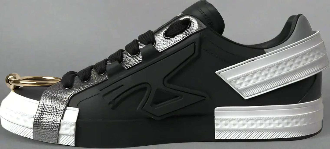 Dolce & Gabbana men's Black Leather Low Top Sneakers Portofino Shoes