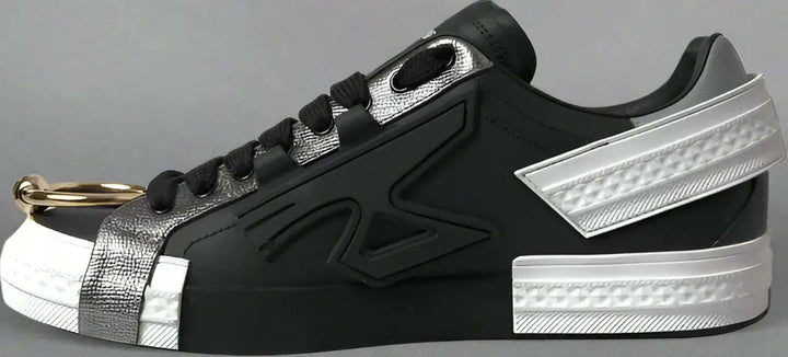 Dolce & Gabbana men's Black Leather Low Top Sneakers Portofino Shoes