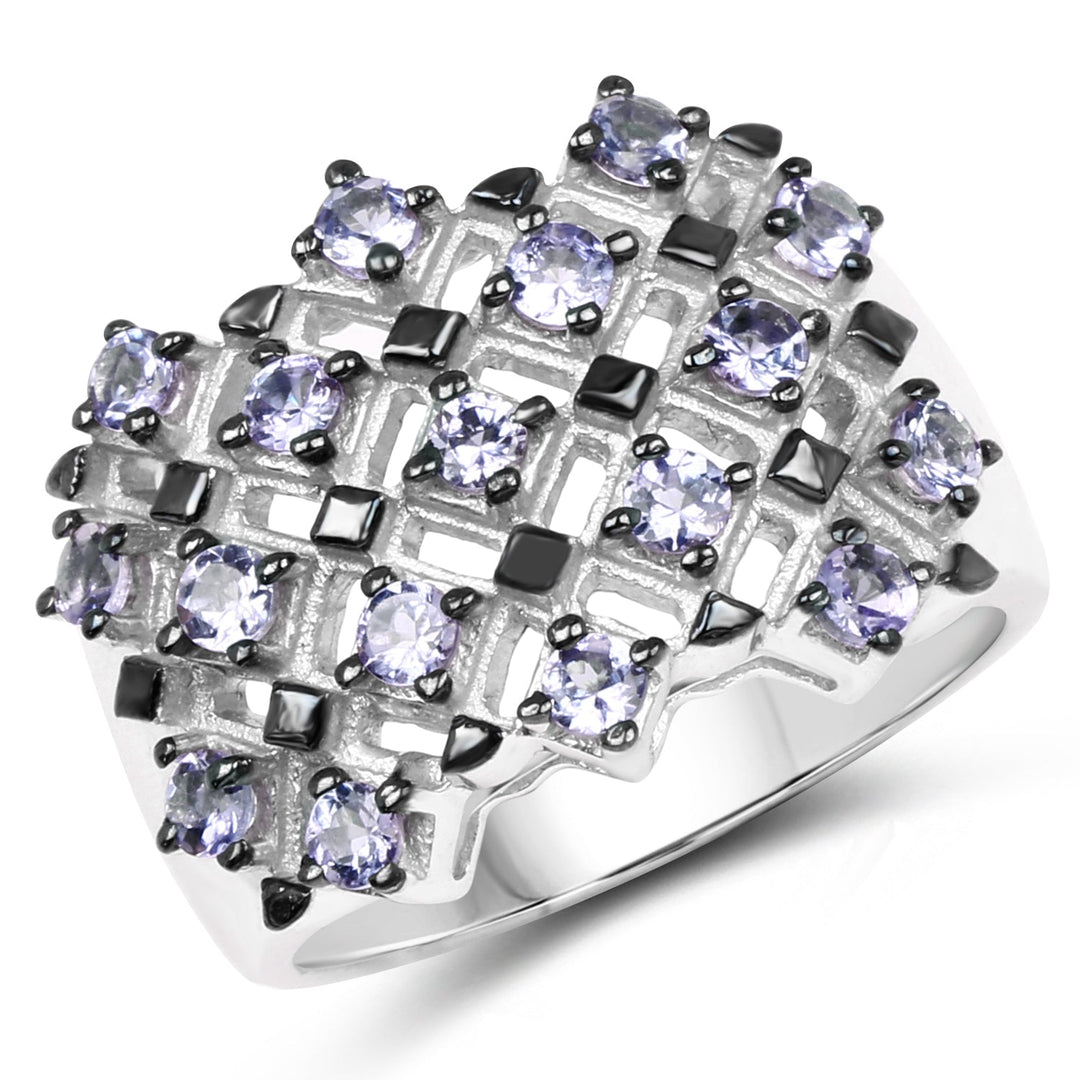 1.53 Carat Genuine Tanzanite .925 Sterling Silver Ring