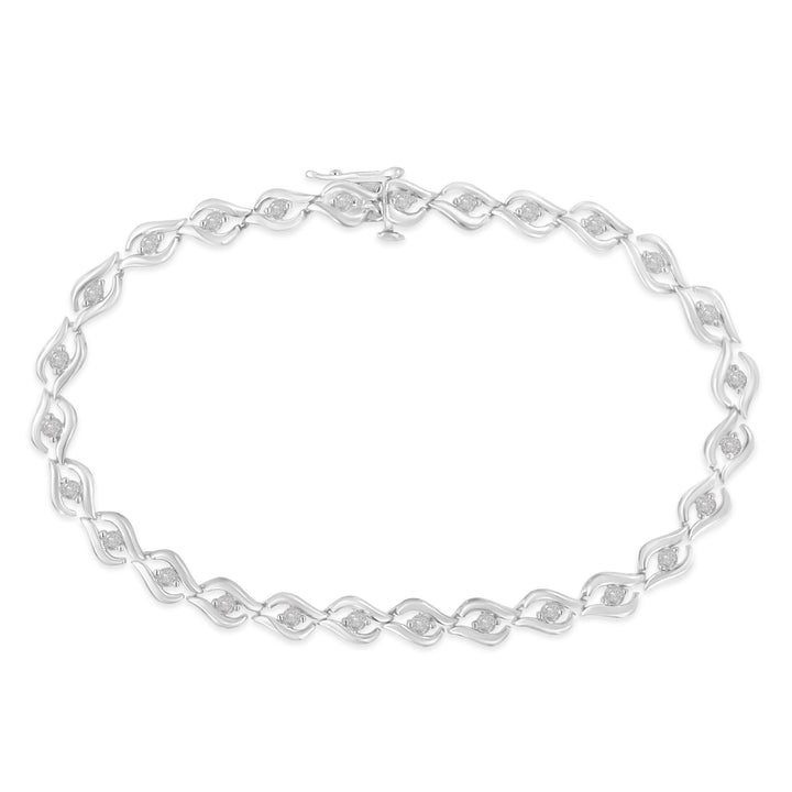 .925 Sterling Silver 1/2 Cttw Rose Cut Diamond Almond Shape Link Tennis Bracelet (I-J Color, I3 Clarity) - 7â€Â