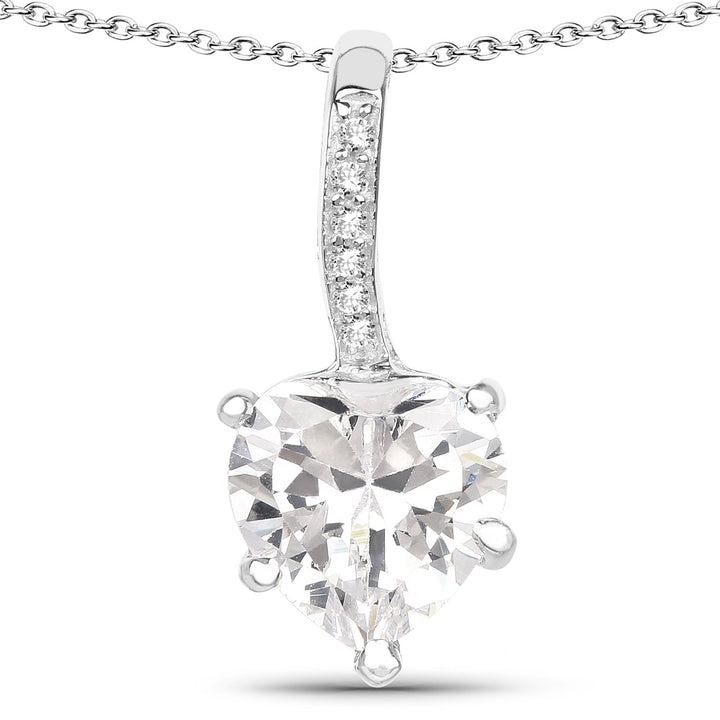 4.46 Carat Genuine White Cubic Zirconia .925 Sterling Silver Pendant