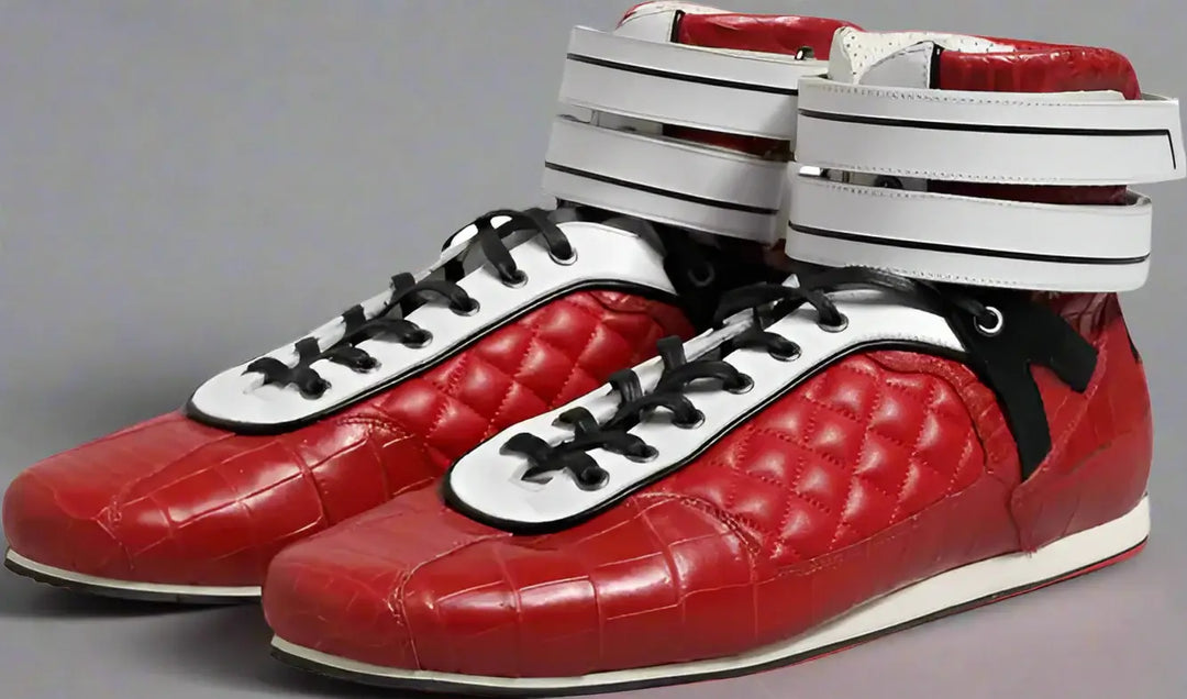 DOLCE & GABBANA Red Quilted Leather Lace Up Sneakers Shoes