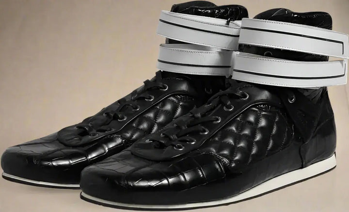 Dolce & Gabbana Black men's Quilted Leather Lace Up Sneakers Shoes