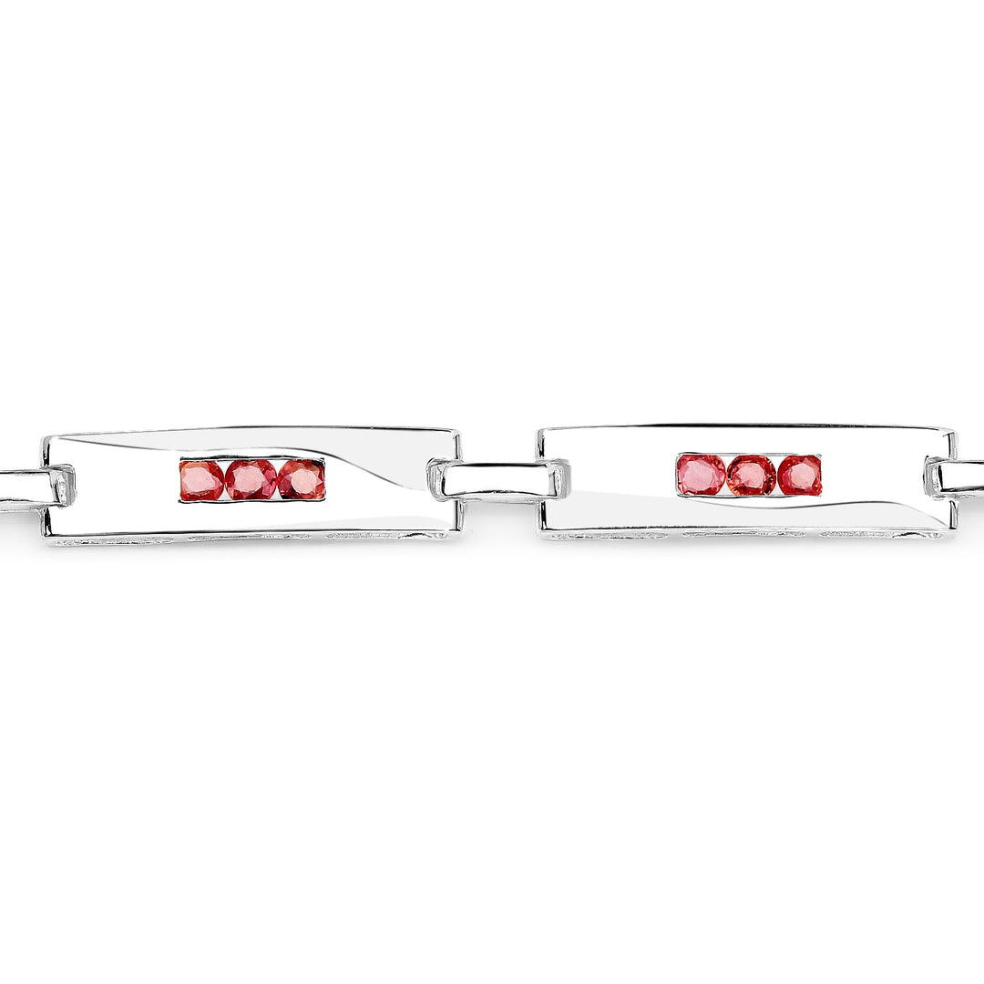 2.52 Carat Genuine Orange Sapphire .925 Sterling Silver Bracelet