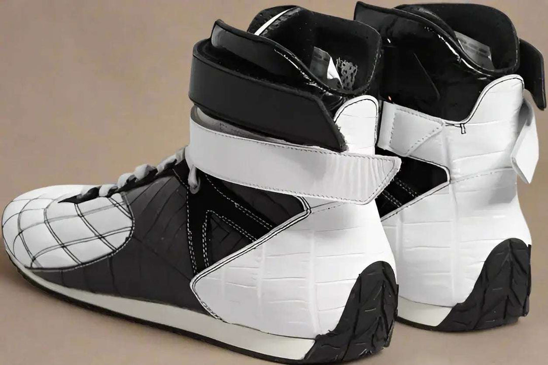 Dolce & Gabbana Black White Leather High Top Sneakers Shoes