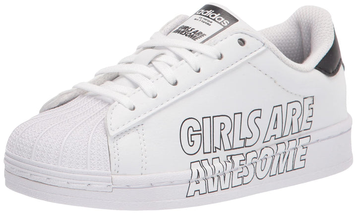 adidas Originals Superstar Sneaker White/White/Black (Girls are Awesome) 10.5 US Unisex Little Kid