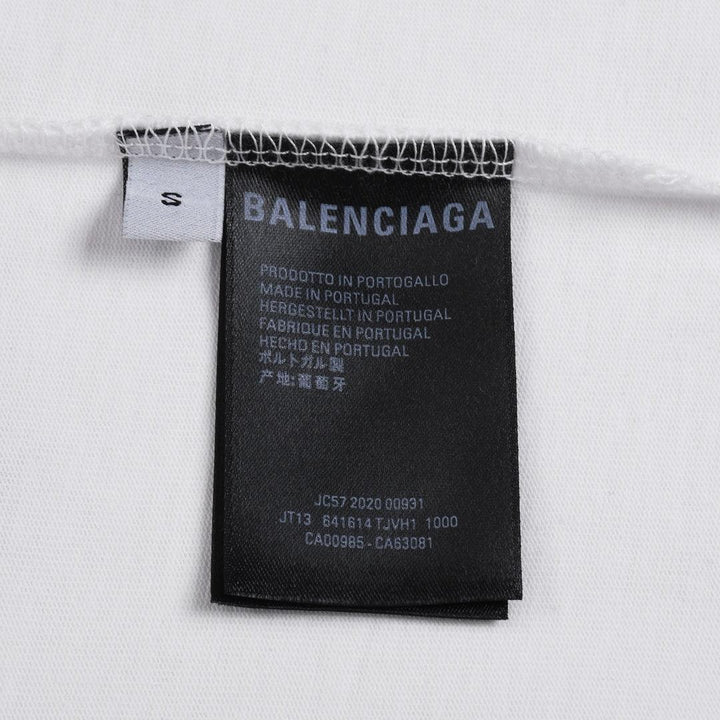 Balenciaga White &amp; Green T-Shirt Without Collar