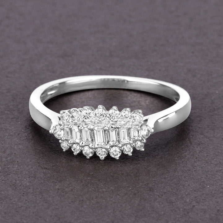 0.37 Carat Genuine White Diamond 14K White Gold Ring (E-F Color, VS-SI Clarity)