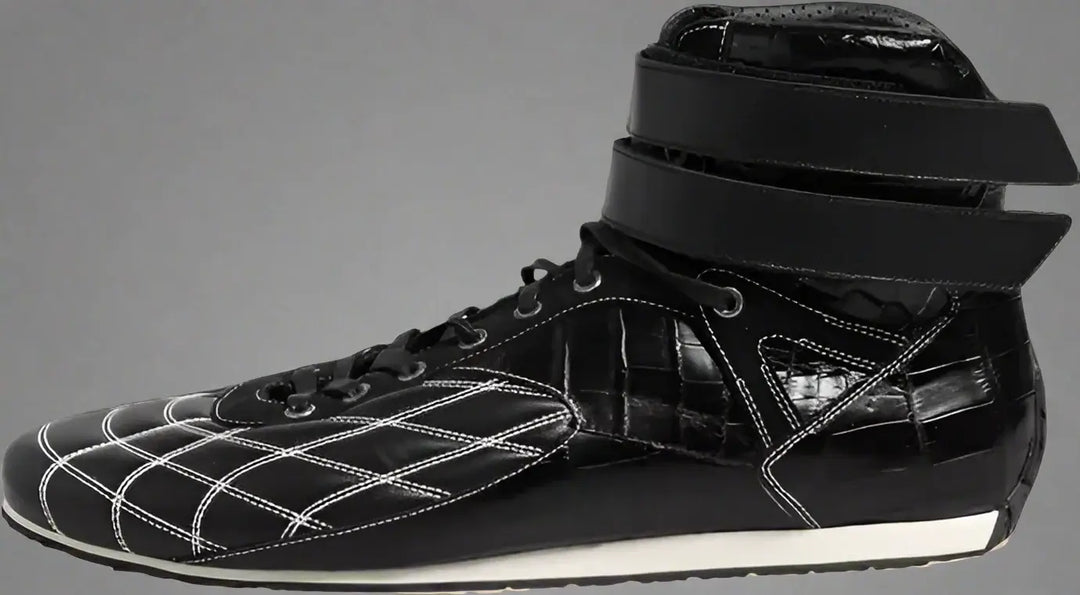 Dolce & Gabbana men's exotic skin Black Quilted Leather Lace Up Sneakers Shoes