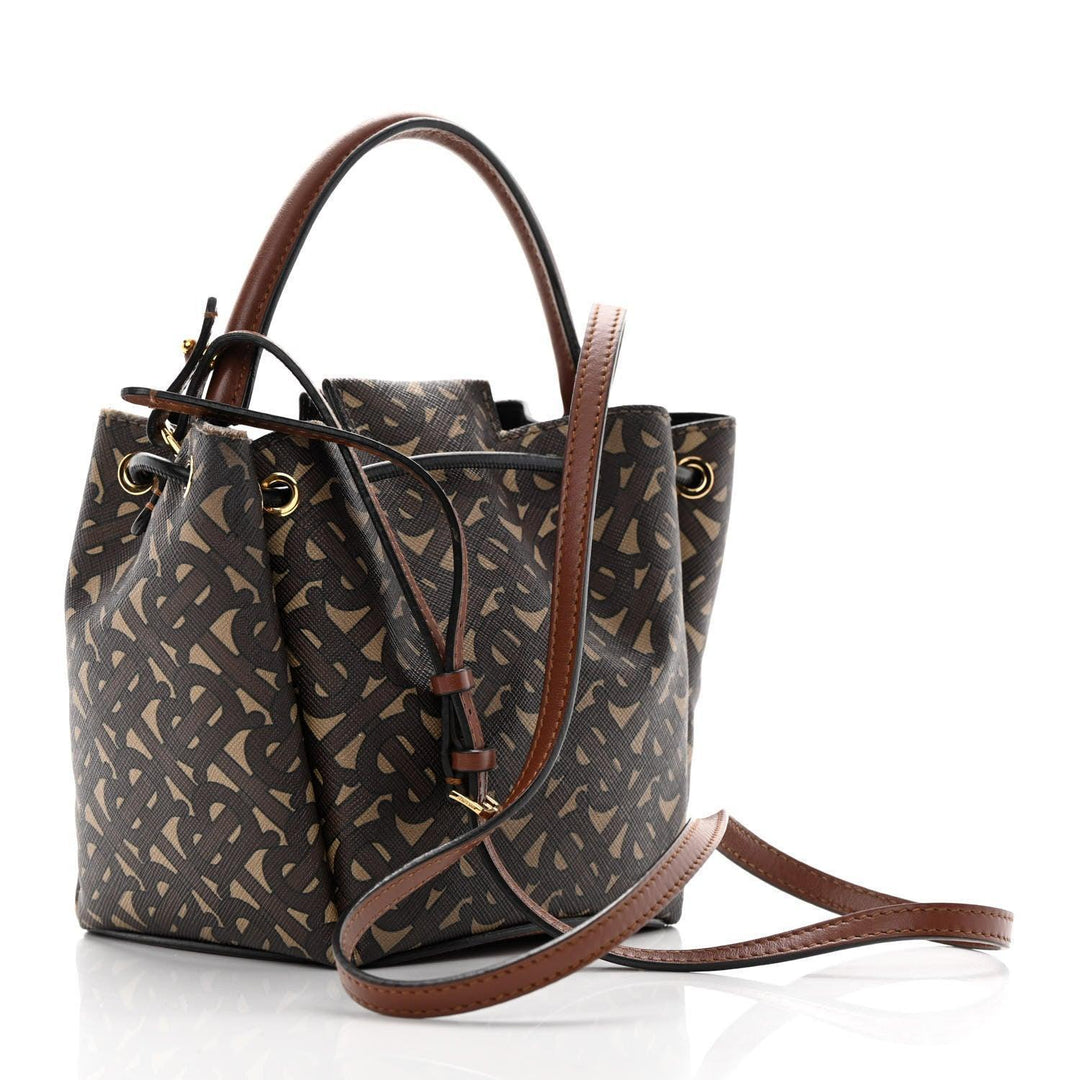 Burberry E-canvas Monogram TB Bucket Bag Bridle
