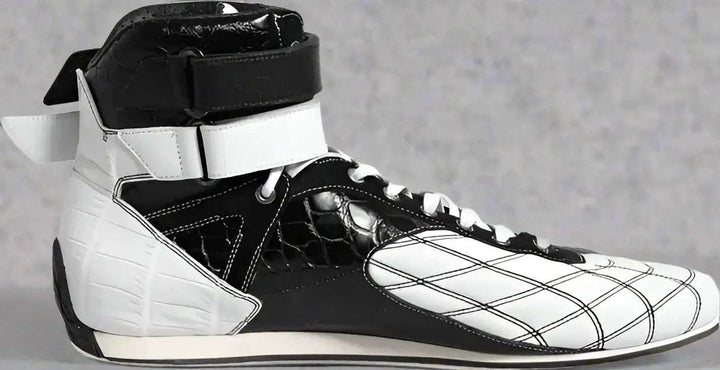 Dolce & Gabbana Black White Leather High Top Sneakers Shoes