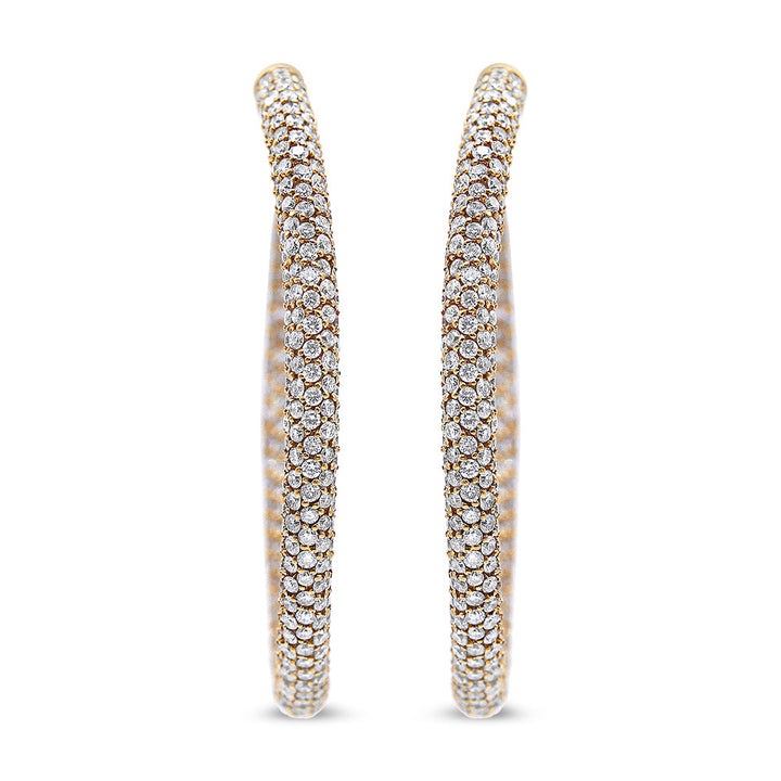 18K Rose Gold 6.90 Cttw Pave Set Diamond Inside Out Eternity Hoop Earrings (F-G Color, VS1-VS2 Clarity)