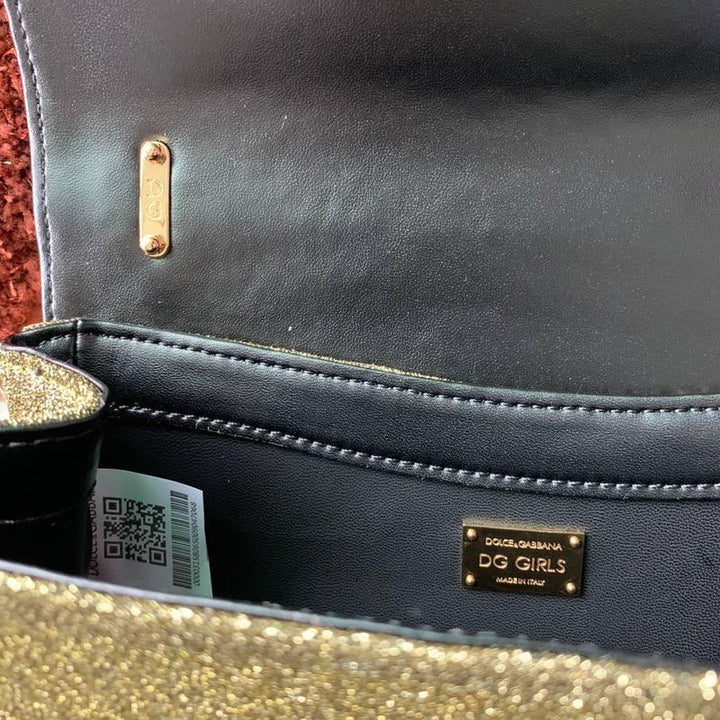 Dolce &amp; Gabbana Girls Baroque Logo Metallic Mini Crossbody Bag