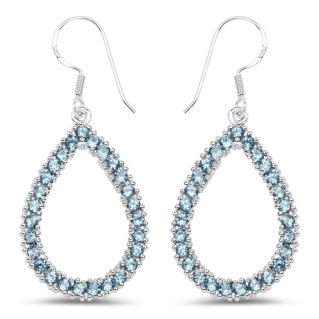 4.32 Carat Genuine London Blue Topaz .925 Sterling Silver Earrings