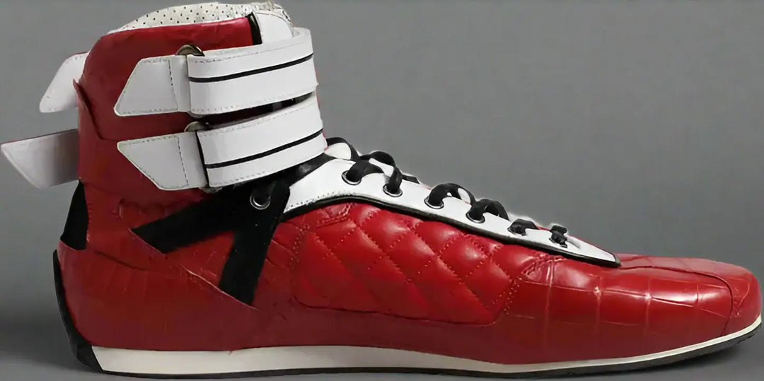 DOLCE & GABBANA Red Quilted Leather Lace Up Sneakers Shoes