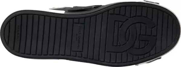 Dolce & Gabbana men's Black Leather Low Top Sneakers Portofino Shoes
