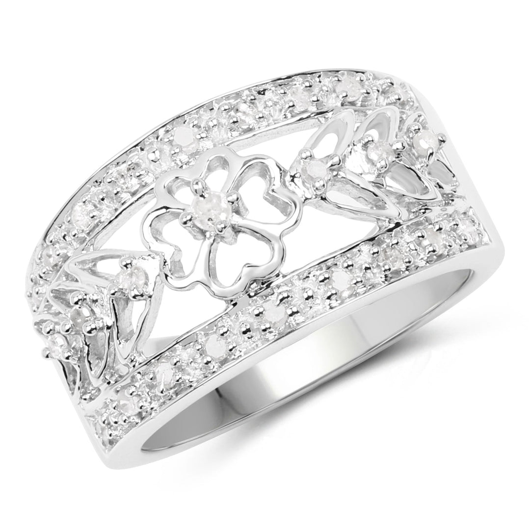 0.31 Carat Genuine White Diamond .925 Sterling Silver Ring