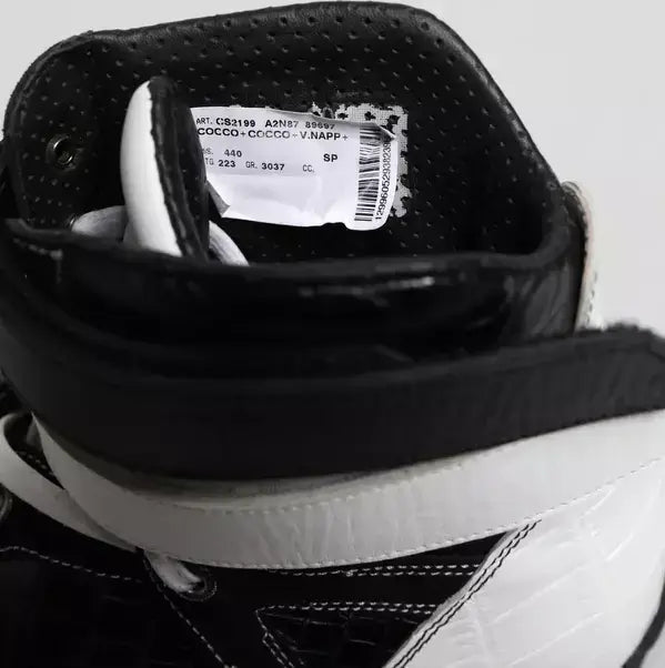 Dolce & Gabbana Black White Leather High Top Sneakers Shoes