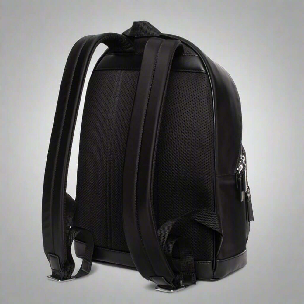 Black backpack on a white background