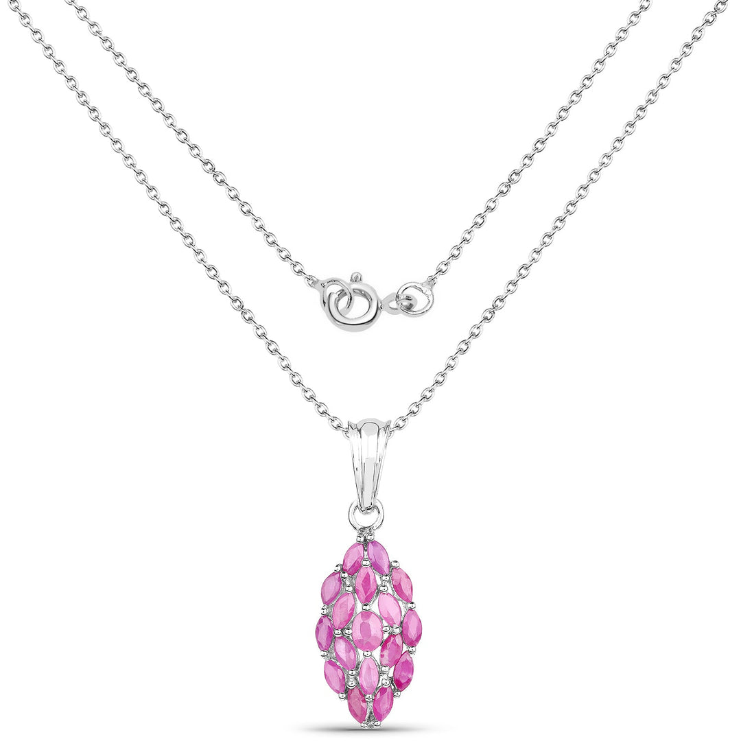1.66 Carat Genuine Ruby .925 Sterling Silver Pendant
