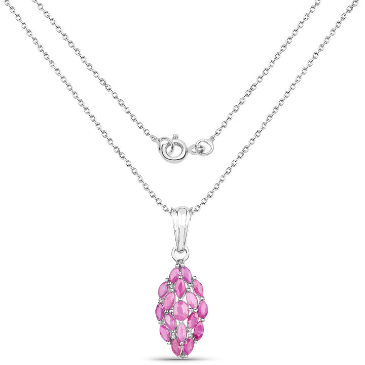 1.66 Carat Genuine Ruby .925 Sterling Silver Pendant