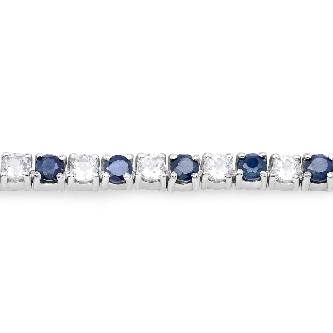 6.87 ct. t.w. Blue Sapphire and White Topaz Bracelet in Sterling Silver