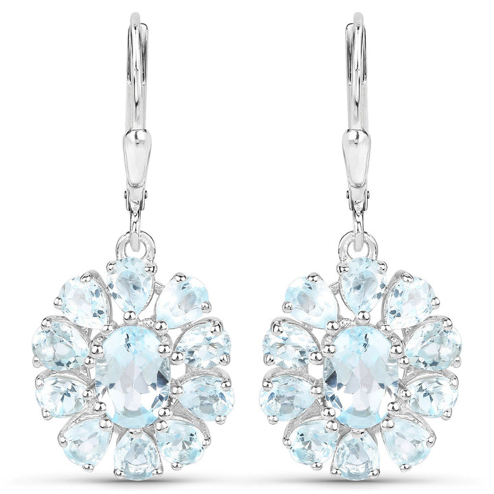 14.02 Carat Genuine Blue Topaz and White Topaz .925 Sterling Silver 3 Piece Jewelry Set (Ring, Earrings, and Pendant w/ Chain)