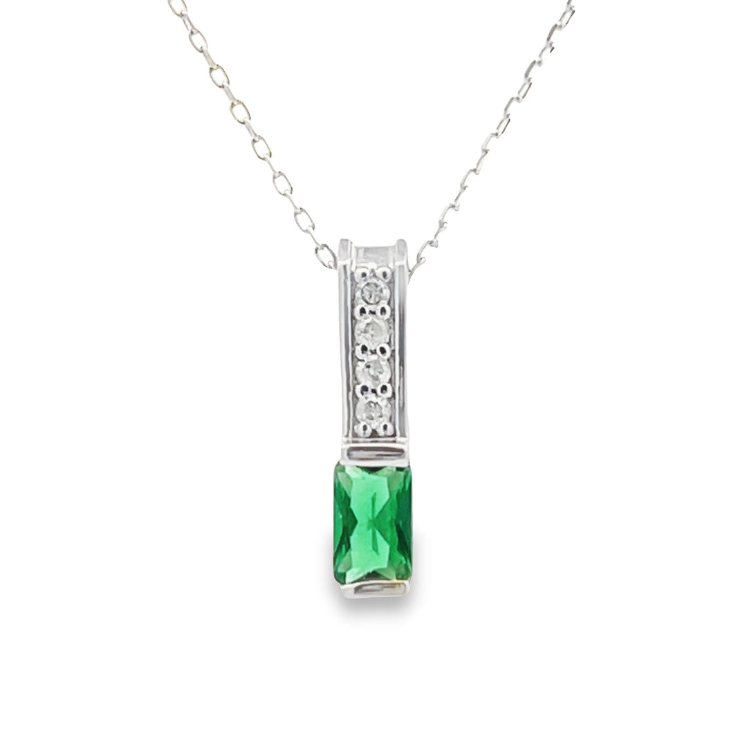 .06ct Created Emerald Fashion Pendants 10KT White Gold