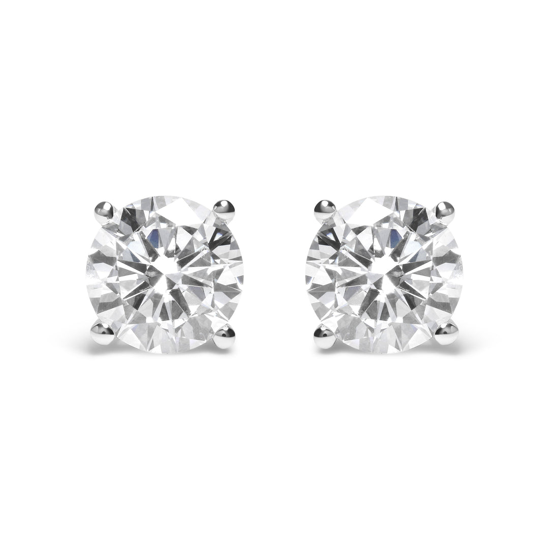 IGI Certified 14K White Gold 5.00 Cttw Round Brilliant-Cut Lab Grown Diamond Classic 4-Prong Stud Earrings with Screw Backs (F-G Color, SI1 Clarity)