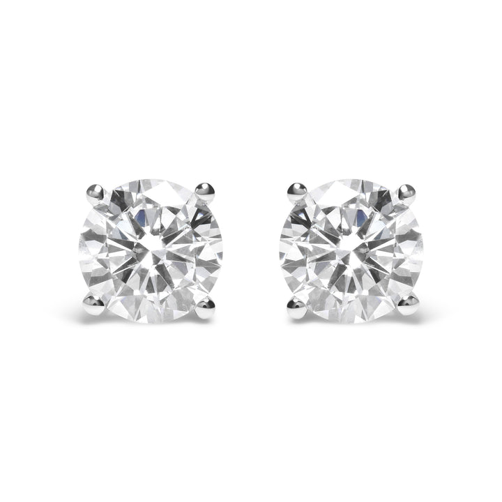 IGI Certified 14K White Gold 5.00 Cttw Round Brilliant-Cut Lab Grown Diamond Classic 4-Prong Stud Earrings with Screw Backs (F-G Color, SI1 Clarity)