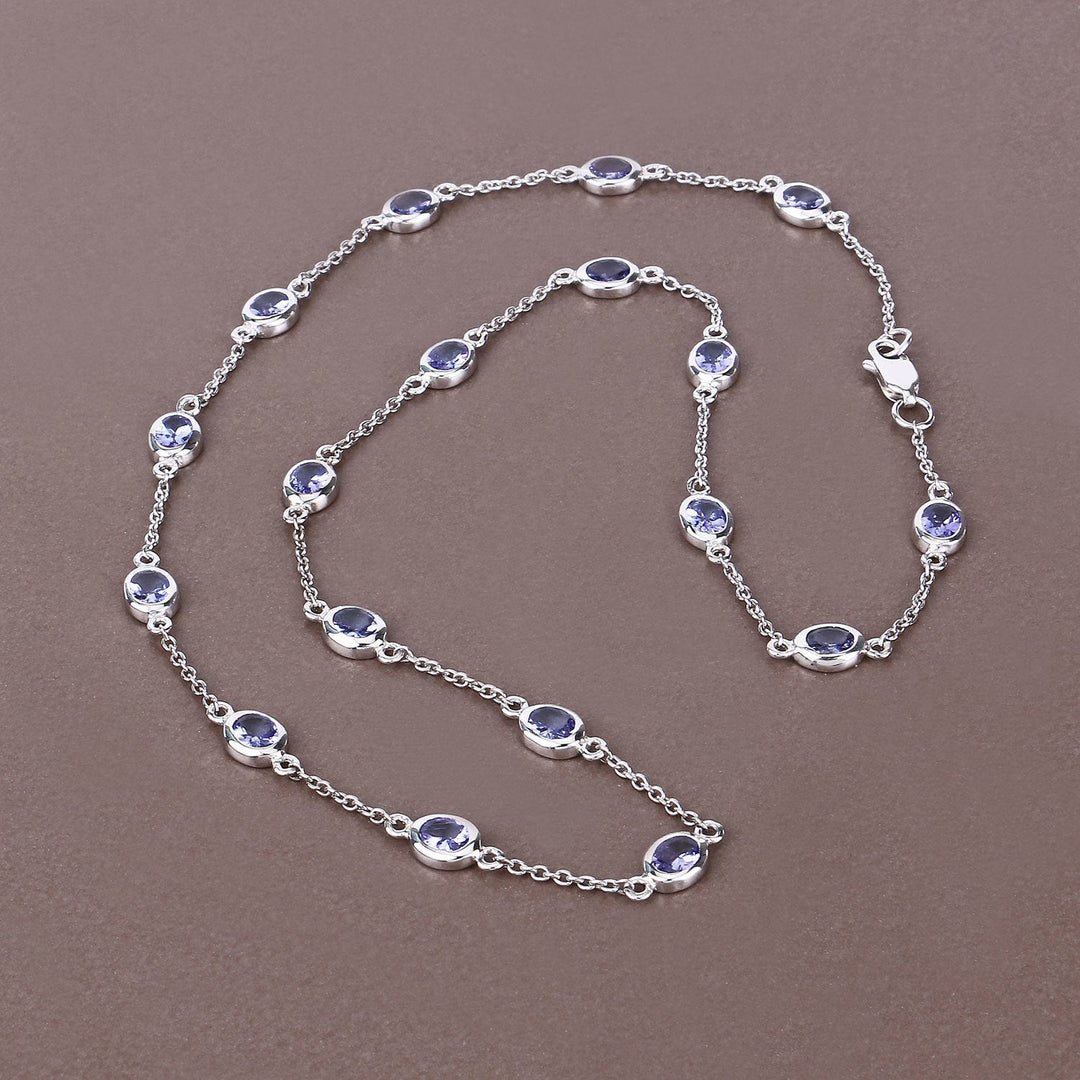 5.94 Carat Genuine Tanzanite .925 Sterling Silver Necklace