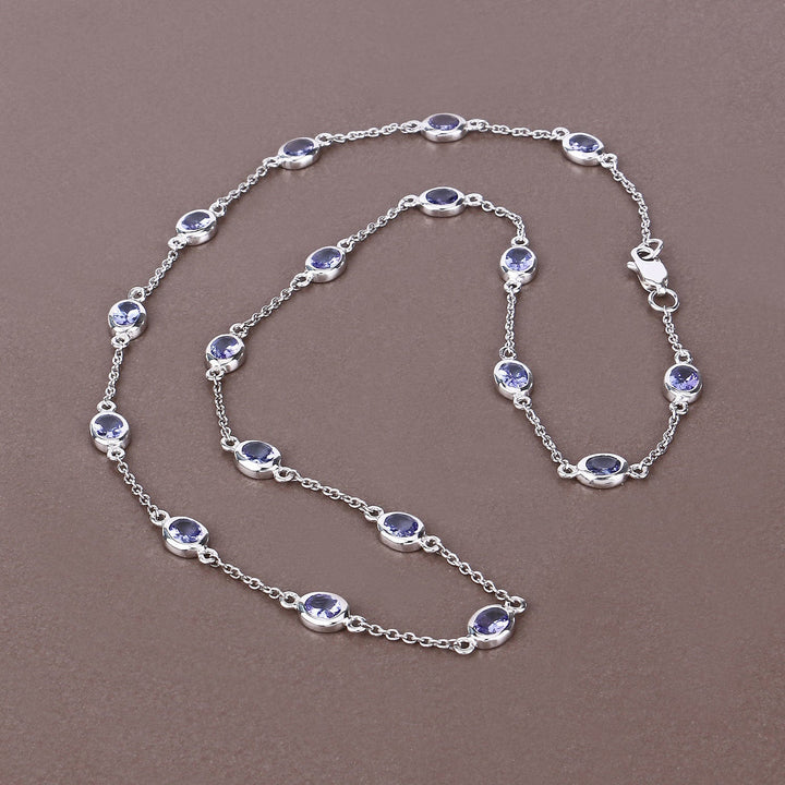 5.94 Carat Genuine Tanzanite .925 Sterling Silver Necklace