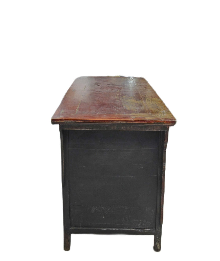 Deep Reddish Brown Antique Chinese Sideboard Buffet Cabinet