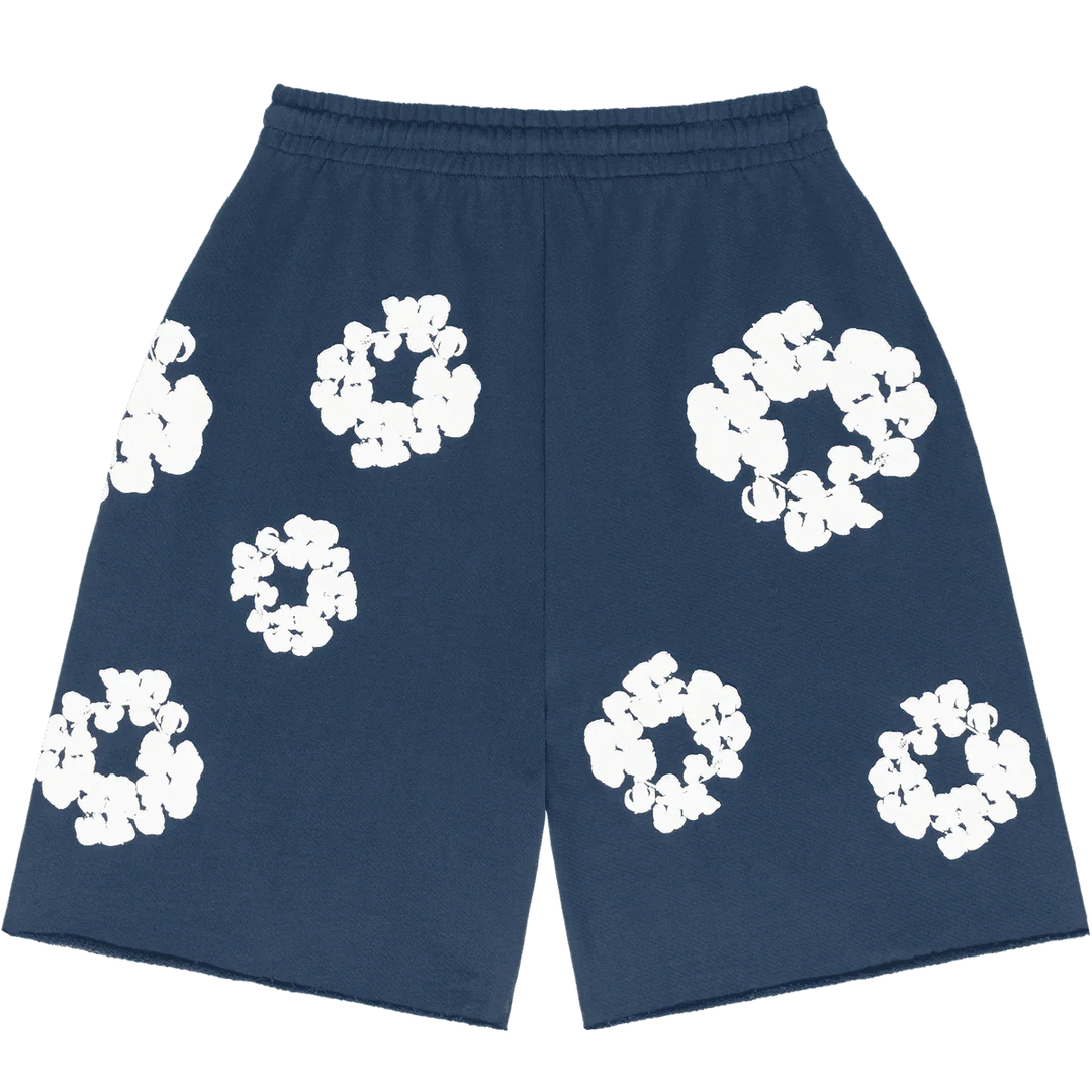 Denim Tears The Cotton Wreath Sweat Shorts Navy Blue
