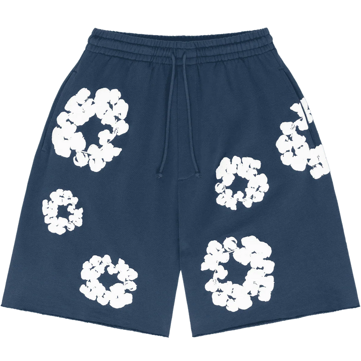 Denim Tears The Cotton Wreath Sweat Shorts Navy Blue