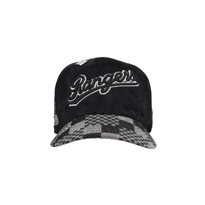 Texas Rangers Black Suede 2023 World Series Patch 59Fifty Fitted Hat