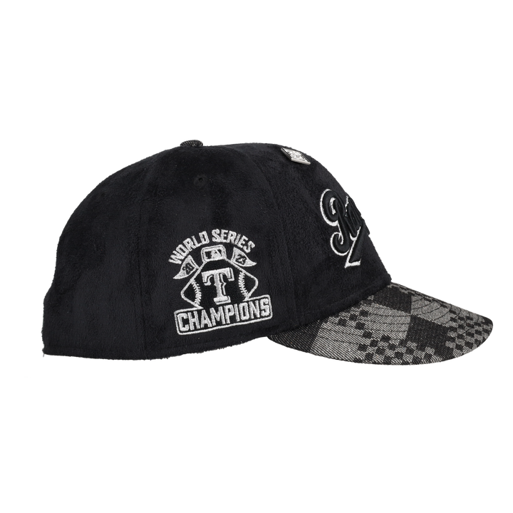 Texas Rangers Black Suede 2023 World Series Patch 59Fifty Fitted Hat